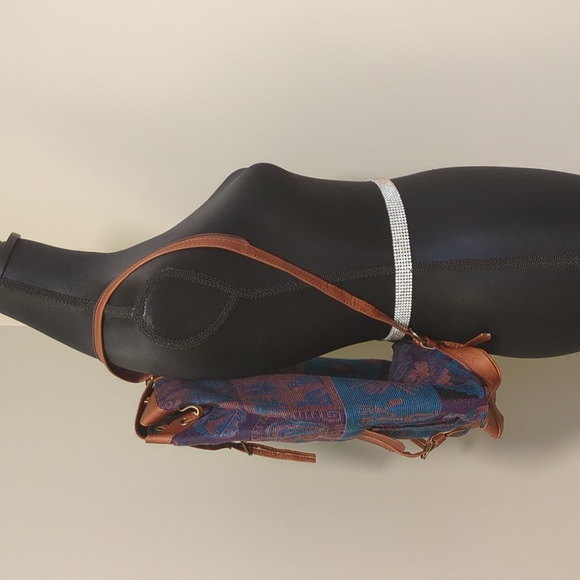 Vintage Unisex Peruvian Drawstring Two Pockets Backpack - Picture 9 of 11